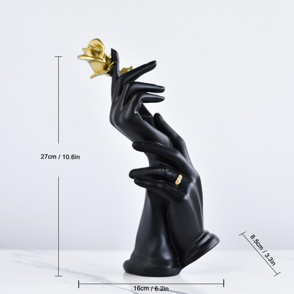 Romantic Hand-in-Hand Sculpture • Resin Couple Ornament • Elegant Decor
