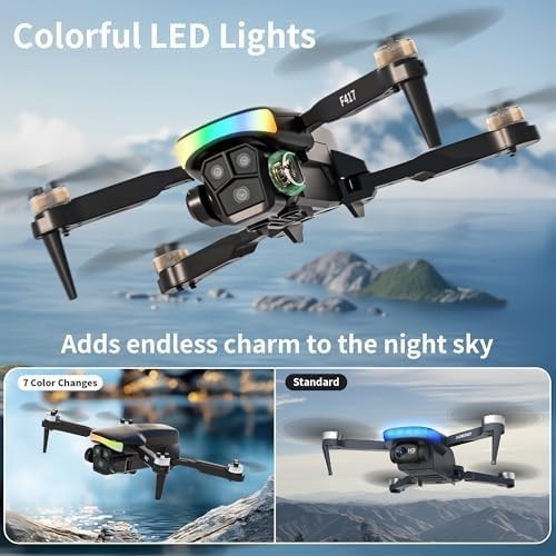 1080P Dual Camera Foldable Drone | LED Lights, Optical Flow, APP Control