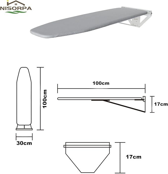 Wall Mounted Ironing Board Fold Down Space Saving Heat Resistant