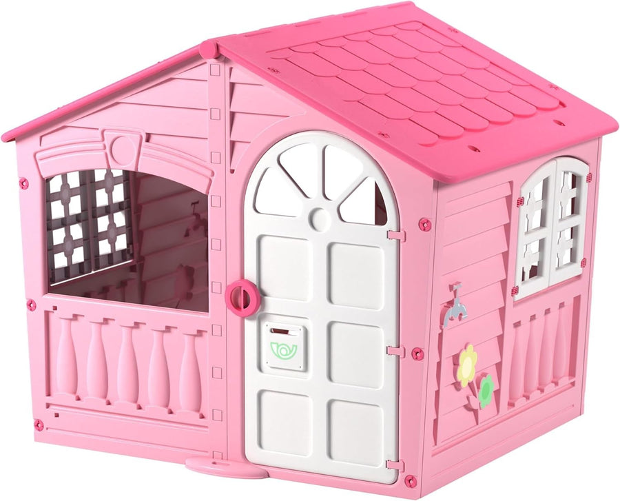 Kids Plastic Playhouse Pink Indoor Outdoor Garden House Ages 2+