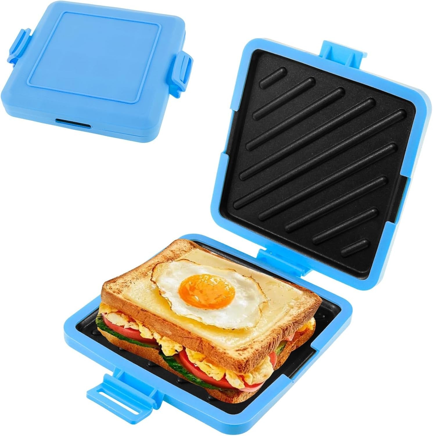 Microwave Toastie Maker Non Stick Silicone Grill Blue