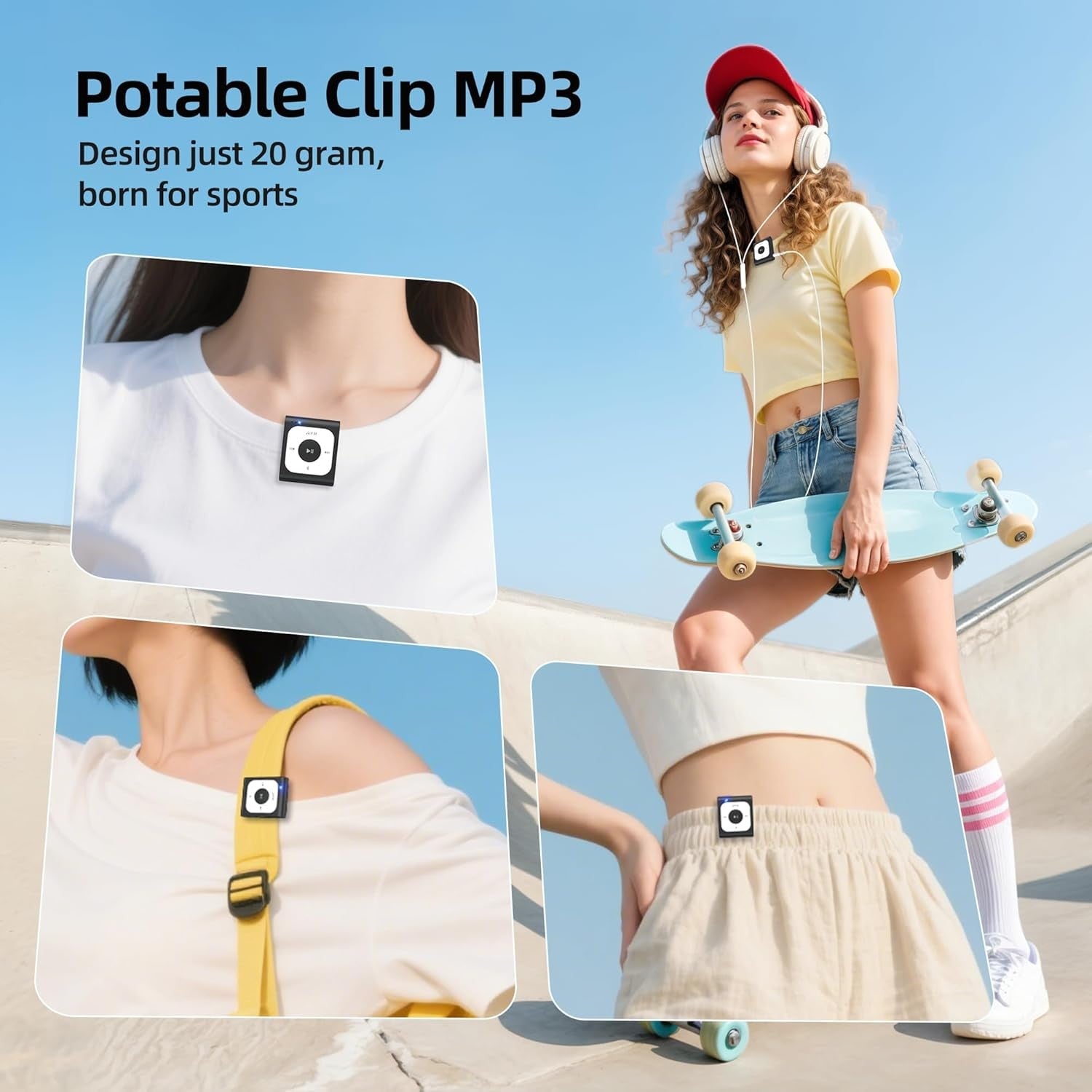 64GB Clip MP3 Player Bluetooth Black FM Radio Sport Portable
