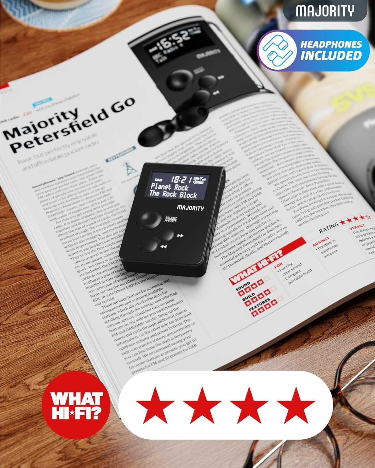 Pocket DAB/FM Radio with Sports Clip, USB Charging & 12H Battery