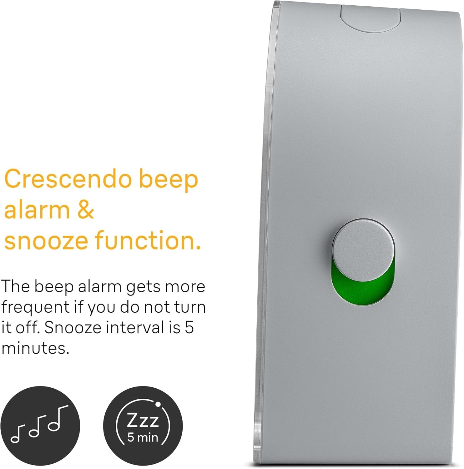 Grey Analogue Alarm Clock Quiet Quartz Backlight Compact Bedside