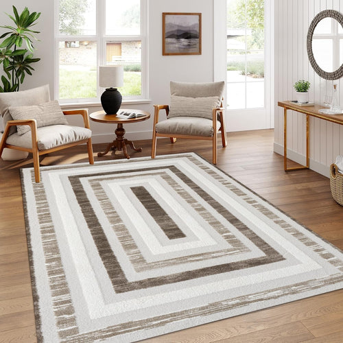Washable Geometric Area Rug 120x170cm Anti Slip Soft Short Pile Home Decor