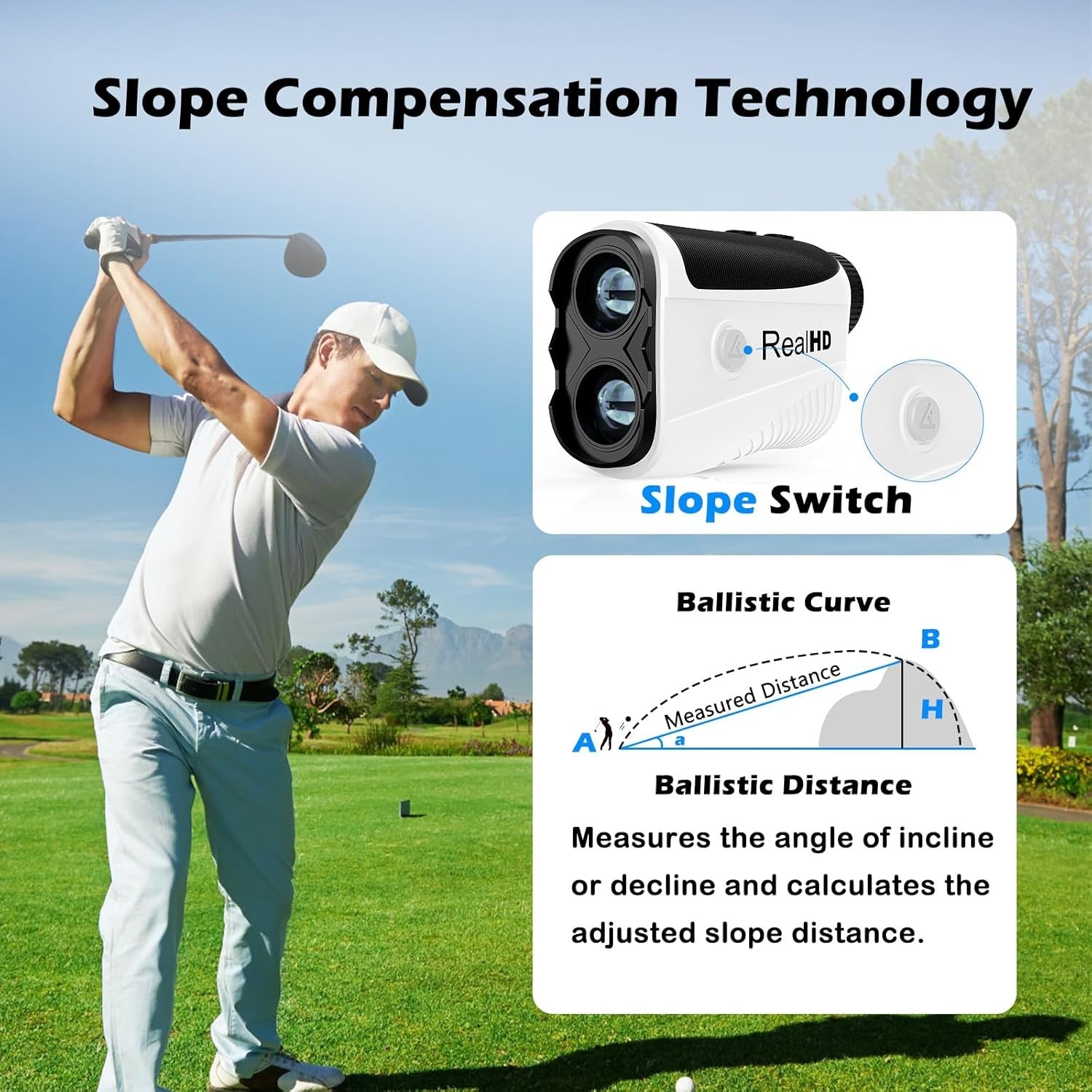 Golf Rangefinder 1200 Yards Slope Flag Lock Rechargeable Laser 7X