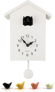Minimalist Cuckoo Wall Clock Battery Operated Pendulum 25cm