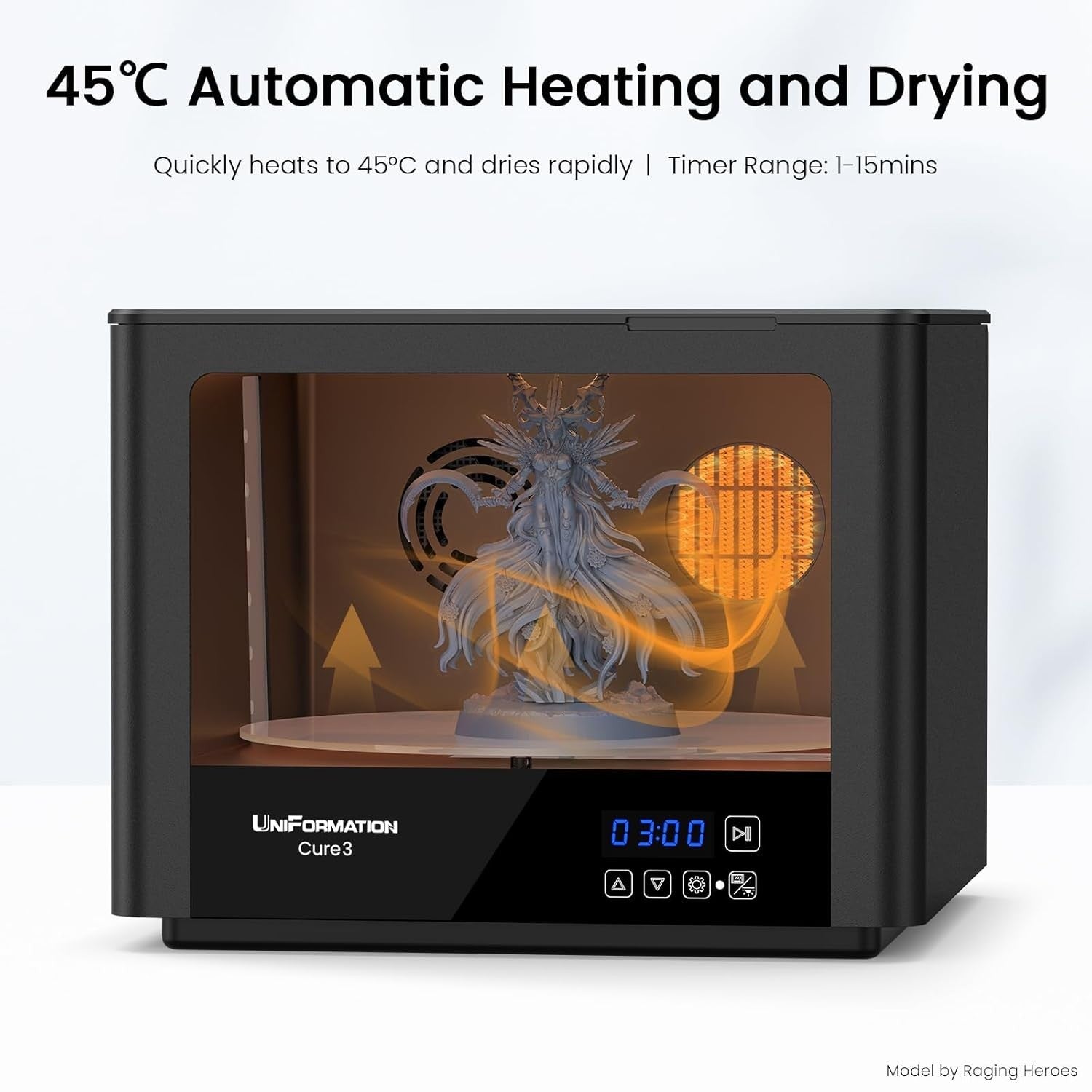 UV Resin Curing Station 360° Turntable Heated Drying Large Curing Box