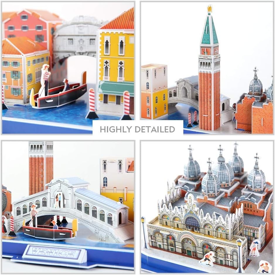3D Venice Skyline Puzzle Italy Landmark Model Kit 126PCS Gift Decor