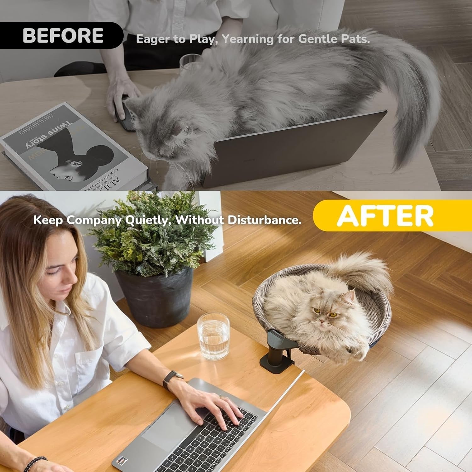 360 Rotating Desk Cat Bed Hanging Cat Hammock Washable Round Perch