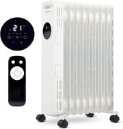 Oil Filled Radiator Heater 2000W Remote 24h Timer 9 Fin Silent White