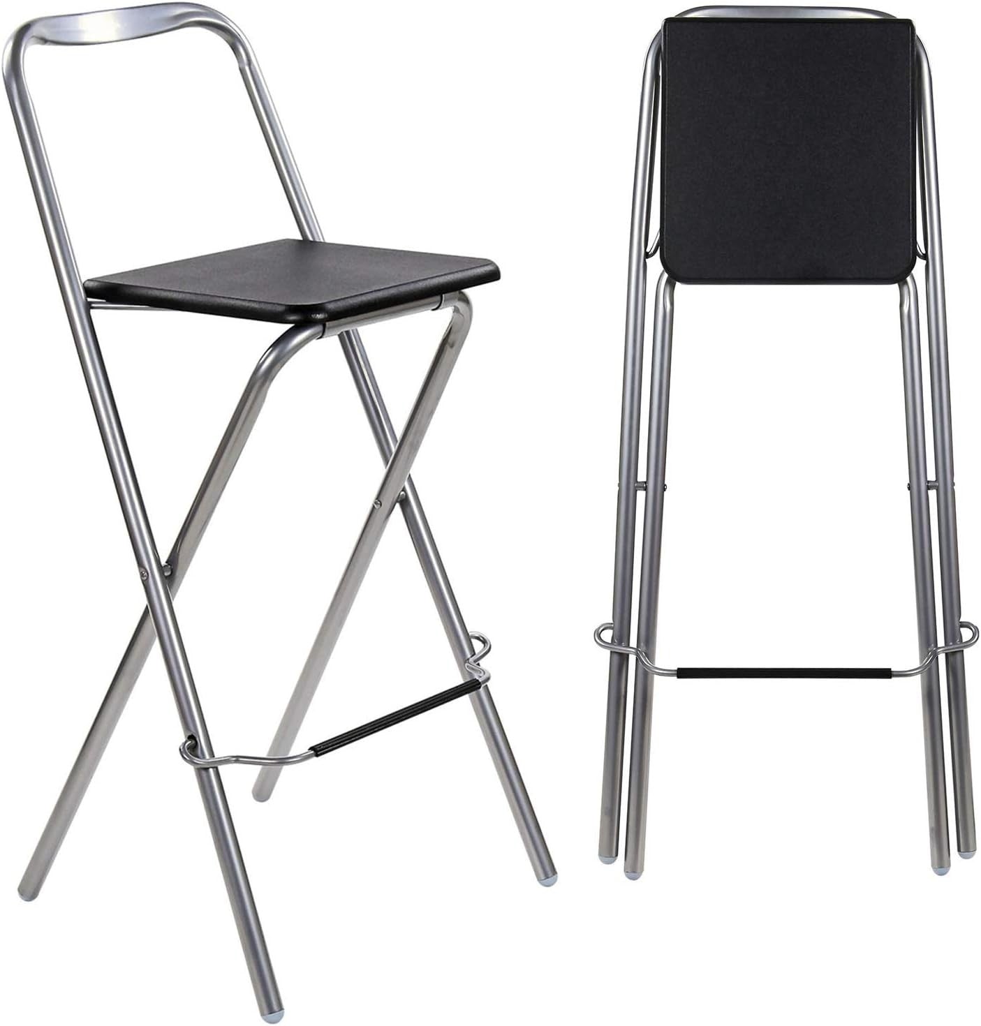 Folding Bar Stool Black PVC Seat – Compact Kitchen & Home Chair