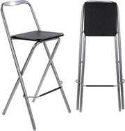 Folding Bar Stool Black PVC Seat – Compact Kitchen & Home Chair