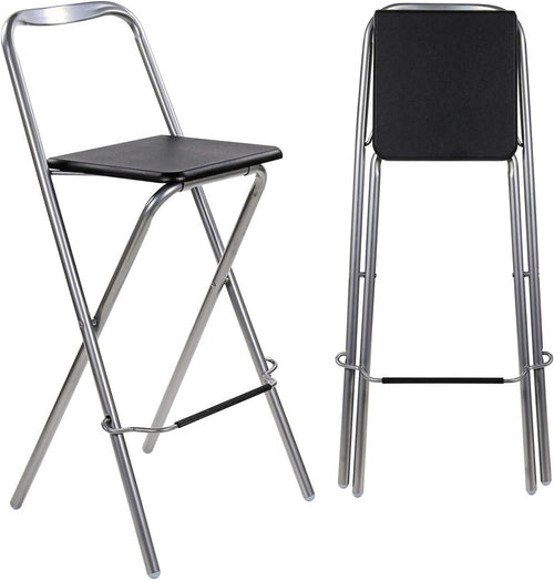 Folding Bar Stool Black PVC Seat – Compact Kitchen & Home Chair