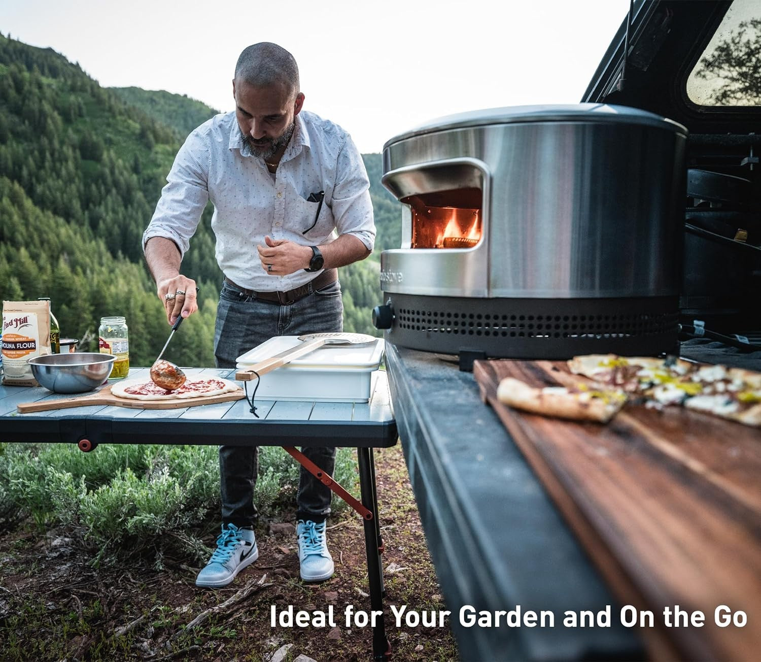 Outdoor Gas Pizza Oven | Stainless Steel 900°F Fast Heat BBQ Grill with Stone