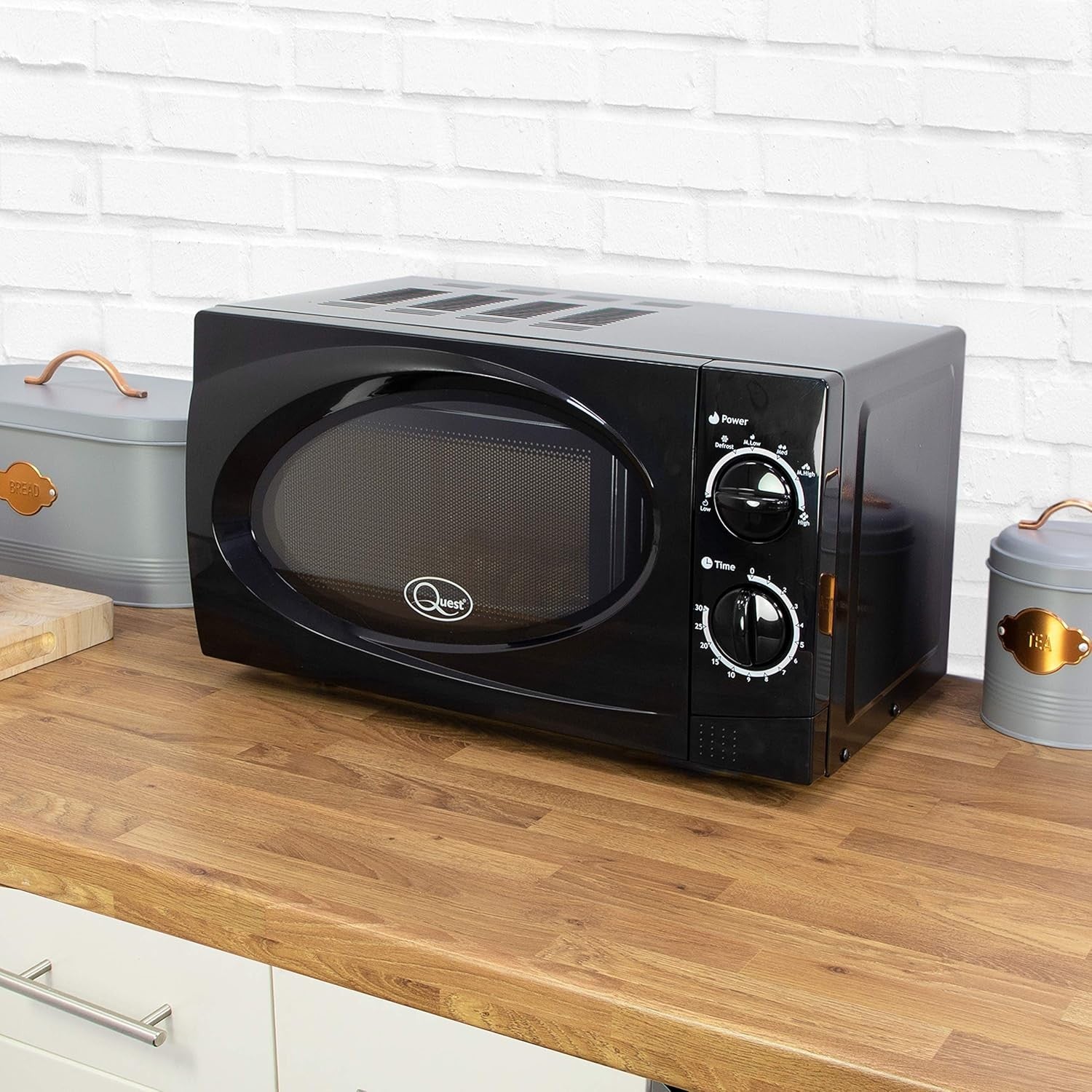 Black 20L Microwave 700W 6 Power Levels Manual Timer