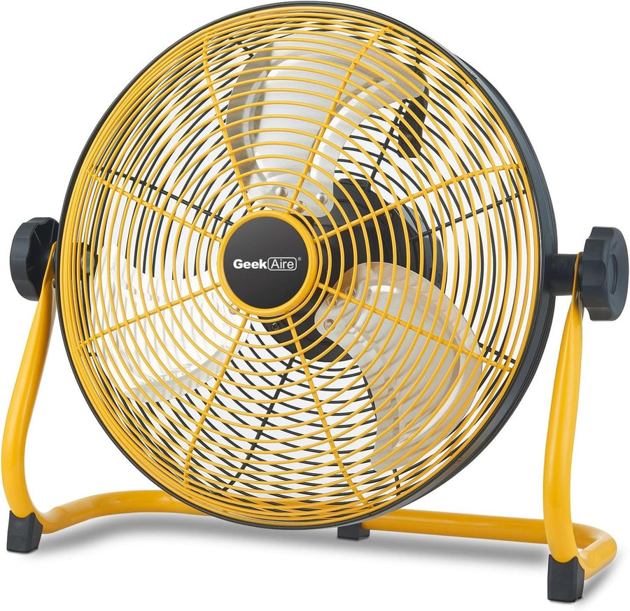 12" Rechargeable Floor Fan – 3-Speed Portable Metal Cooling Fan for Camp & House