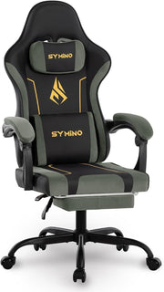 Ergonomic Gaming Chair Recliner w/ Footrest Lumbar Support PU Leather