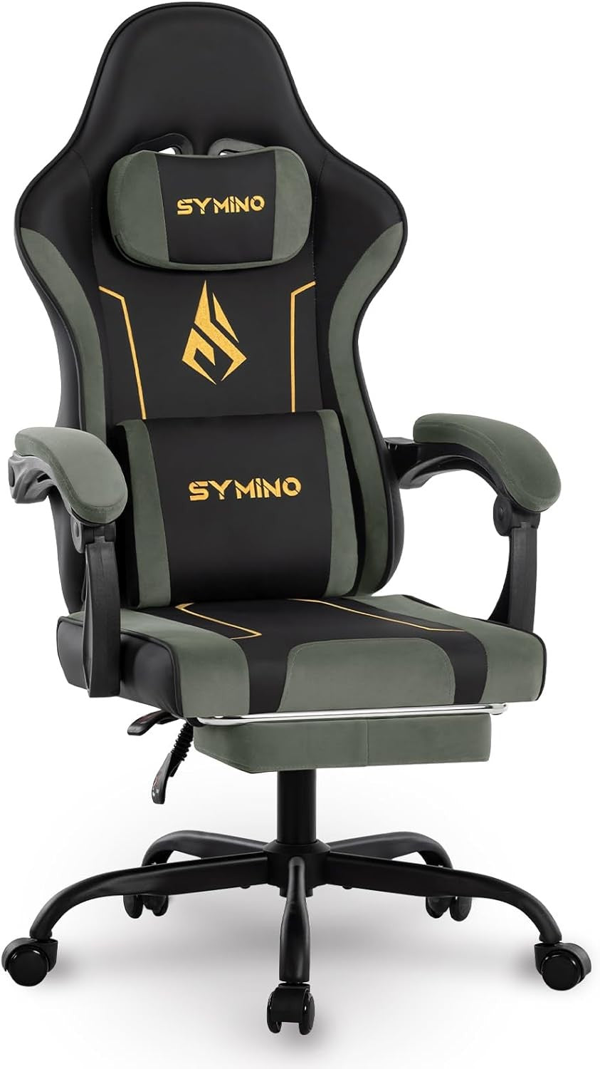 Ergonomic Gaming Chair Recliner w/ Footrest Lumbar Support PU Leather