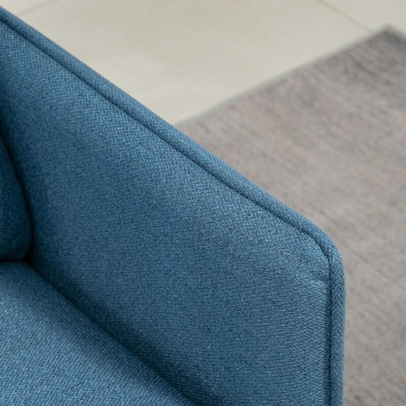 2 Seater Sofa Dark Blue Fabric Couch Tufted Armchair for Small Spaces