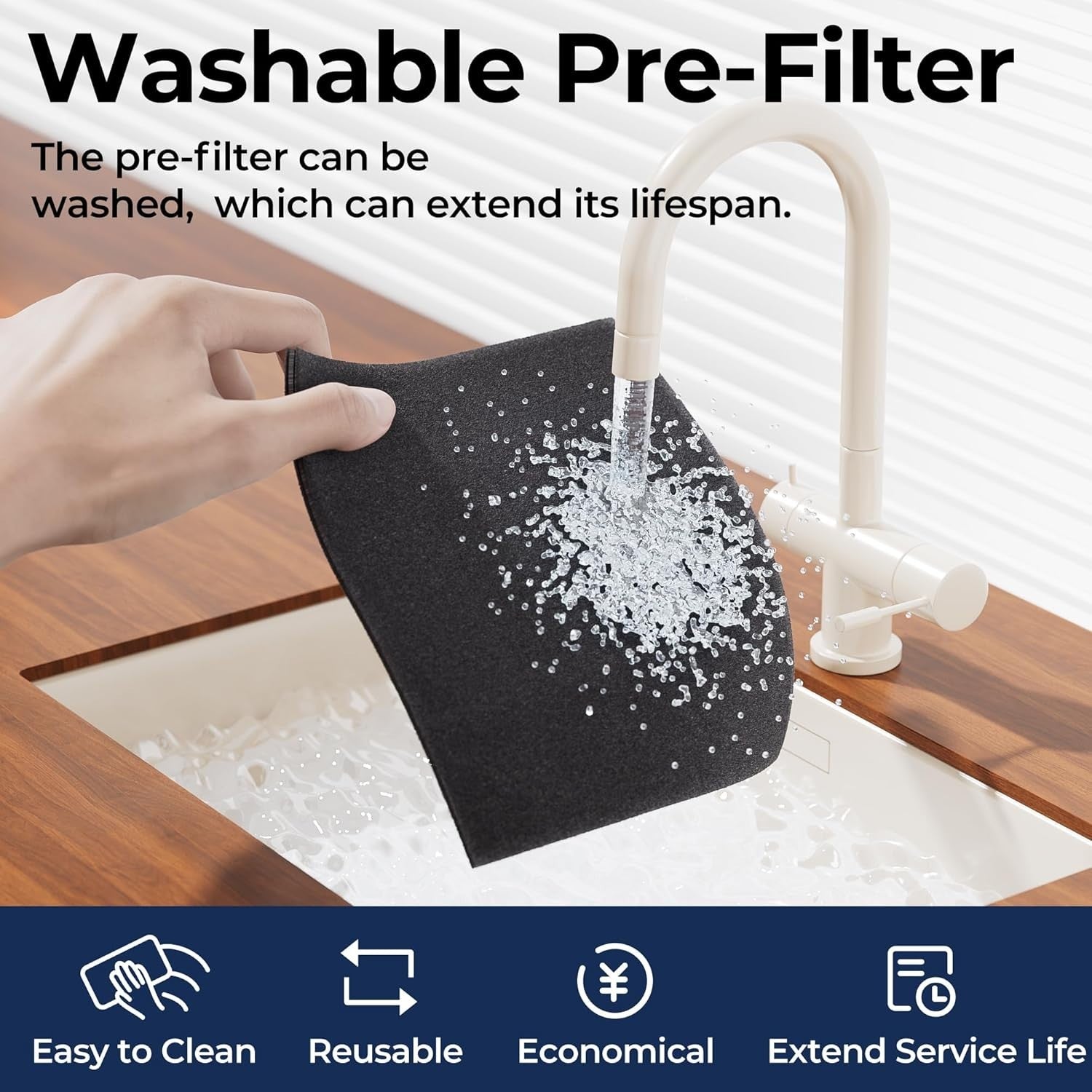 Large Room Air Purifier 2200ft² PM2.5 Display Washable Filter Black