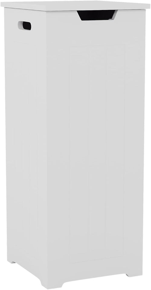 Slim White Laundry Hamper Cabinet Modern Bathroom Storage Unit 77x30x30cm