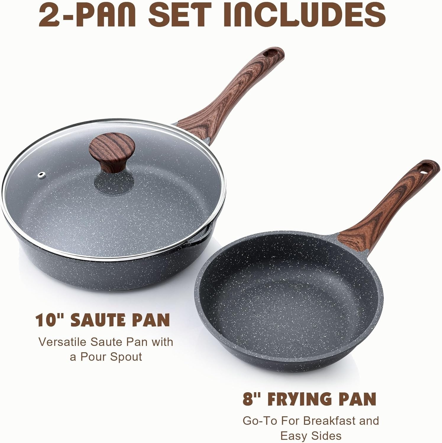 2pcs Non Stick Granite Frying Pan 20cm Frying Pan Omelette Pan PFOA Free