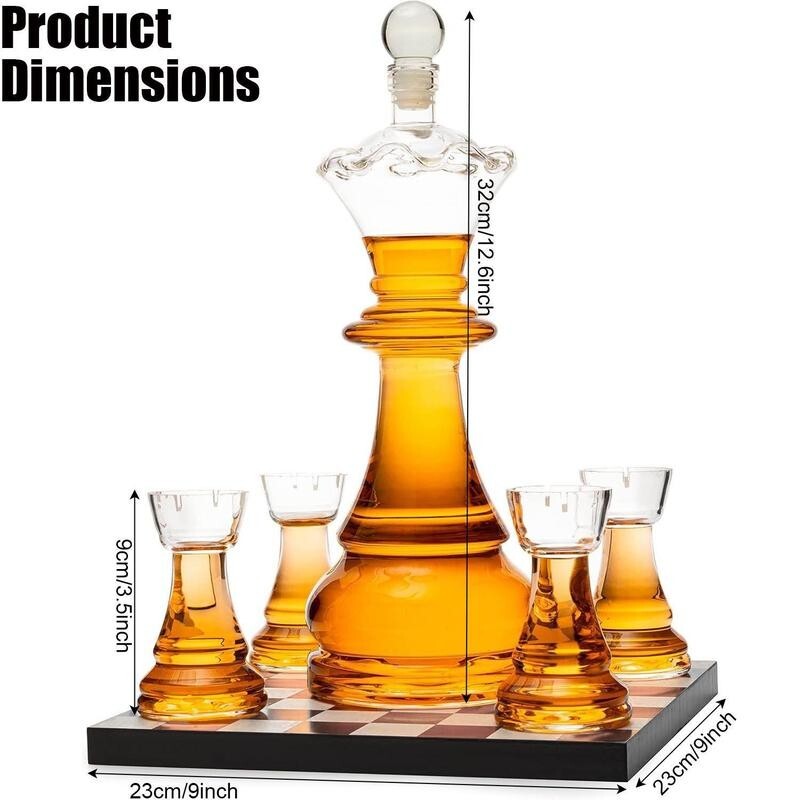 Chess Whiskey Decanter Set with Glasses & Board – Unique Gift for Men