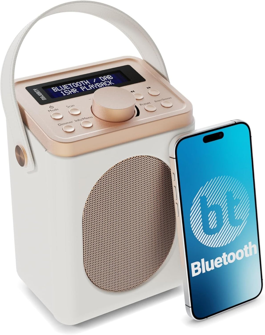Portable DAB+ FM Radio Bluetooth | 15H Battery | Dual Alarm Cream