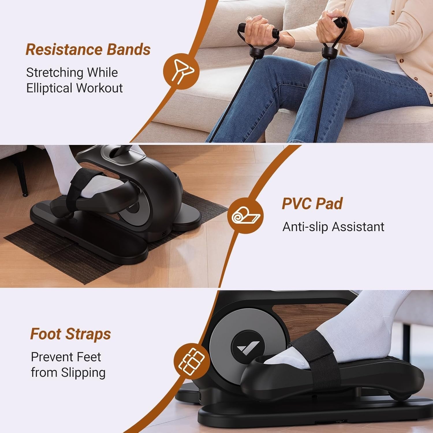 Under Desk Elliptical Machine, 12-Speed Seated Pedal Exerciser, Quiet & Portable