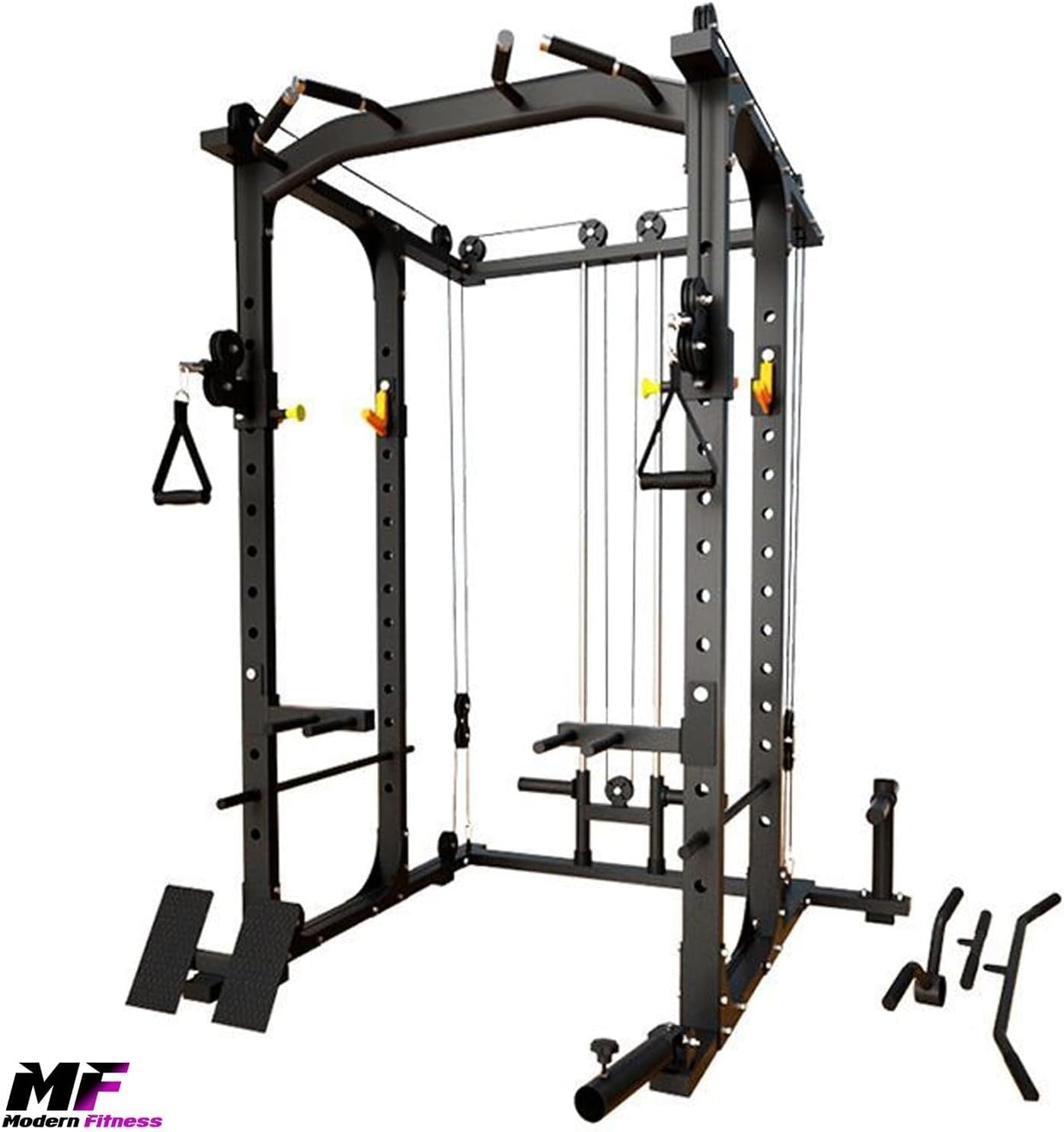 Power Cage Squat Rack Cable Crossover Dual Pulley Home Gym