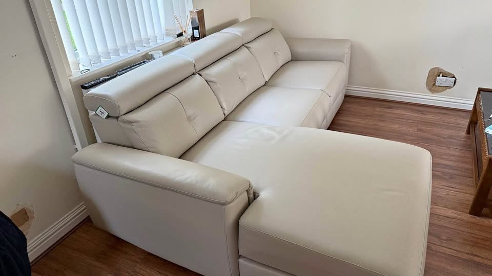 Ivory Leather Air Storage L-Shape Corner Sofa (PTP)