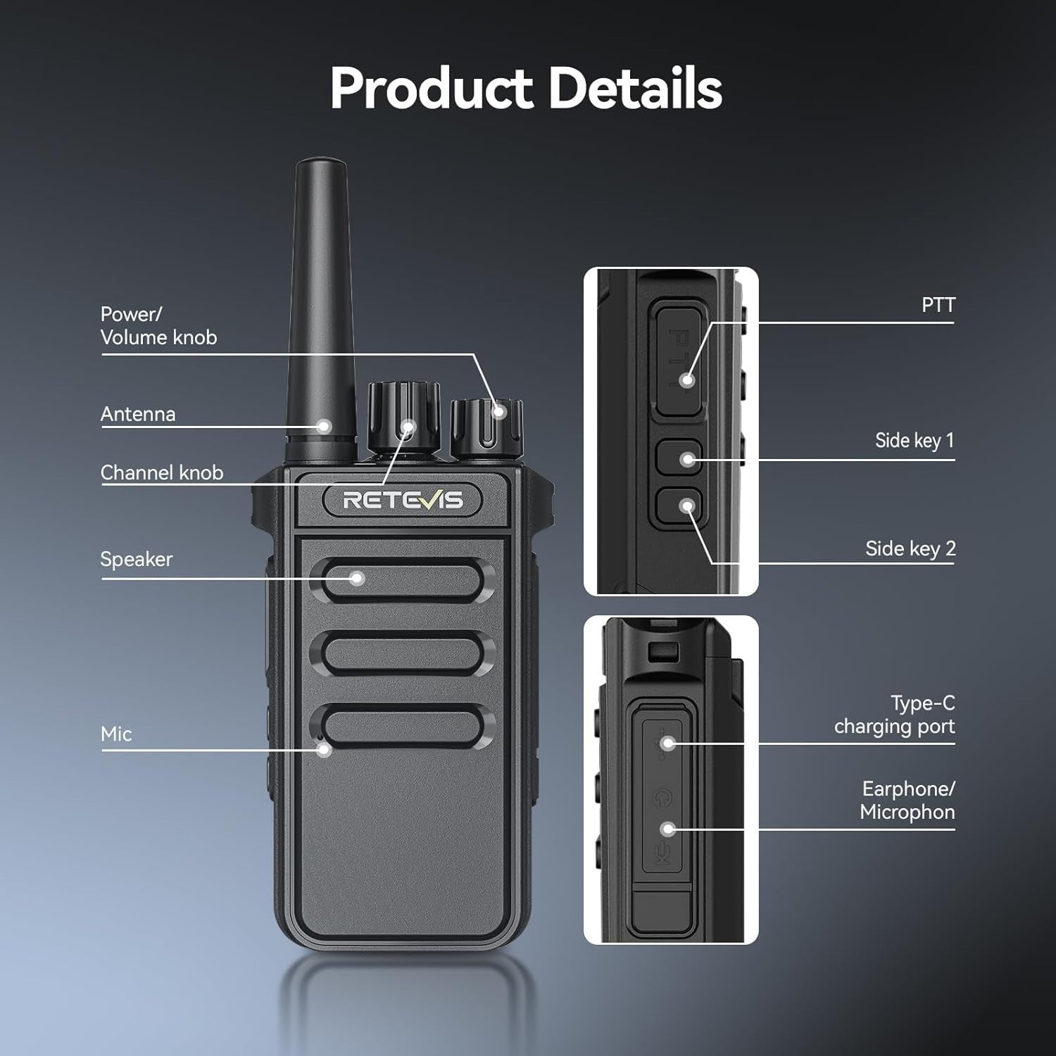 Digital PMR446 Walkie Talkies 2 Pack Long Range VOX Group Call Radio