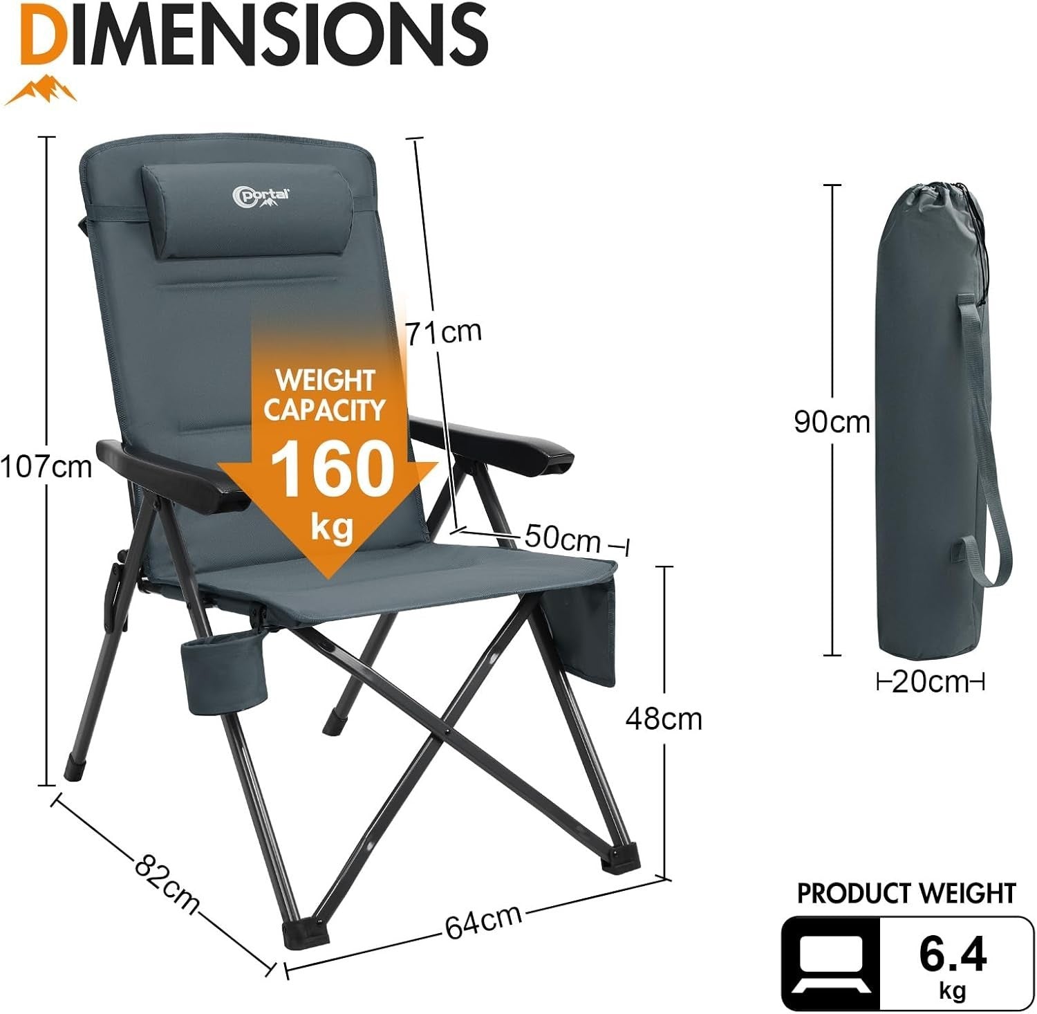 Heavy Duty Folding Recliner Chair Padded 160KG XL Garden Camping Seat