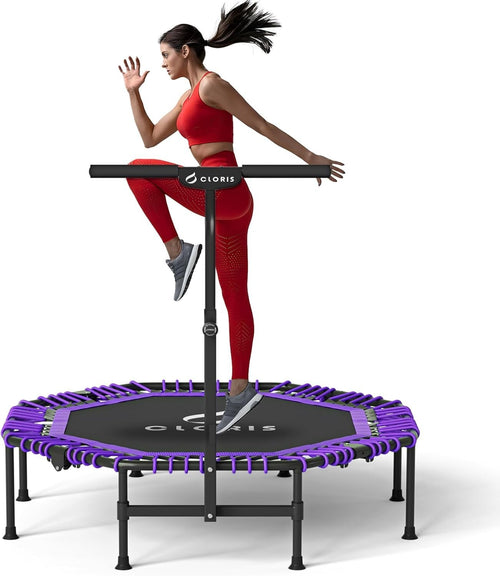 48” Folding Fitness Trampoline Rebounder Adjustable Handle 450lbs