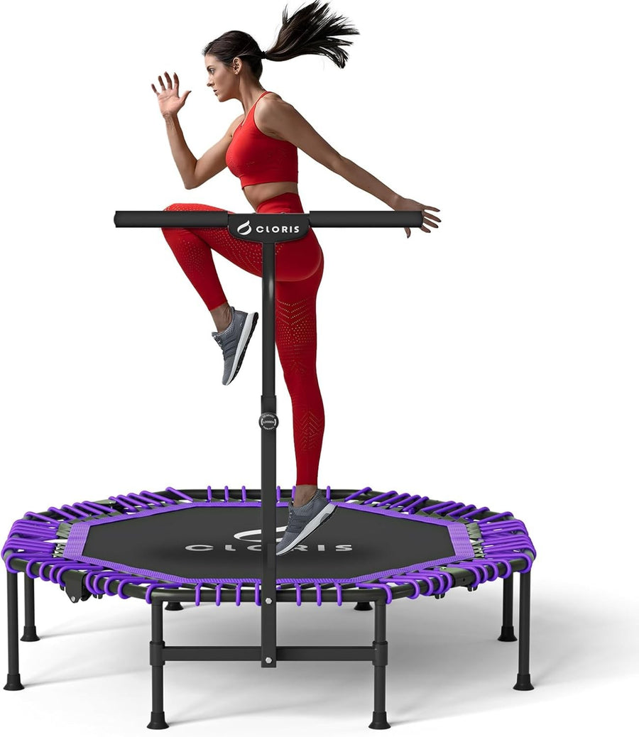48” Folding Fitness Trampoline Rebounder Adjustable Handle 450lbs