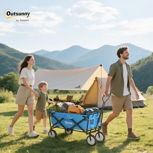 Portable Folding Camping Trolley 90L Garden Festival Cart on Wheels