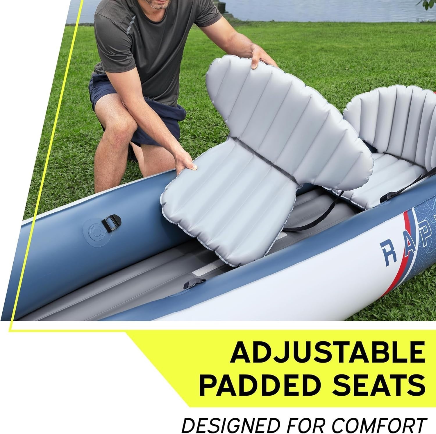 2 Person Inflatable Kayak Set w/ Oars Pump Carry Bag Yellow