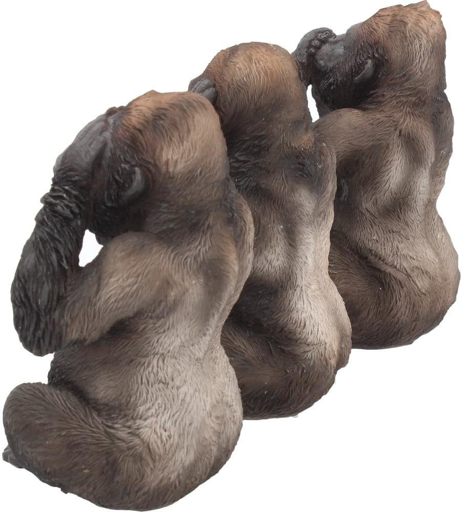 Three Wise Gorillas Figurines Set Resin 13.5cm Animal Ornament Home Decor Gift