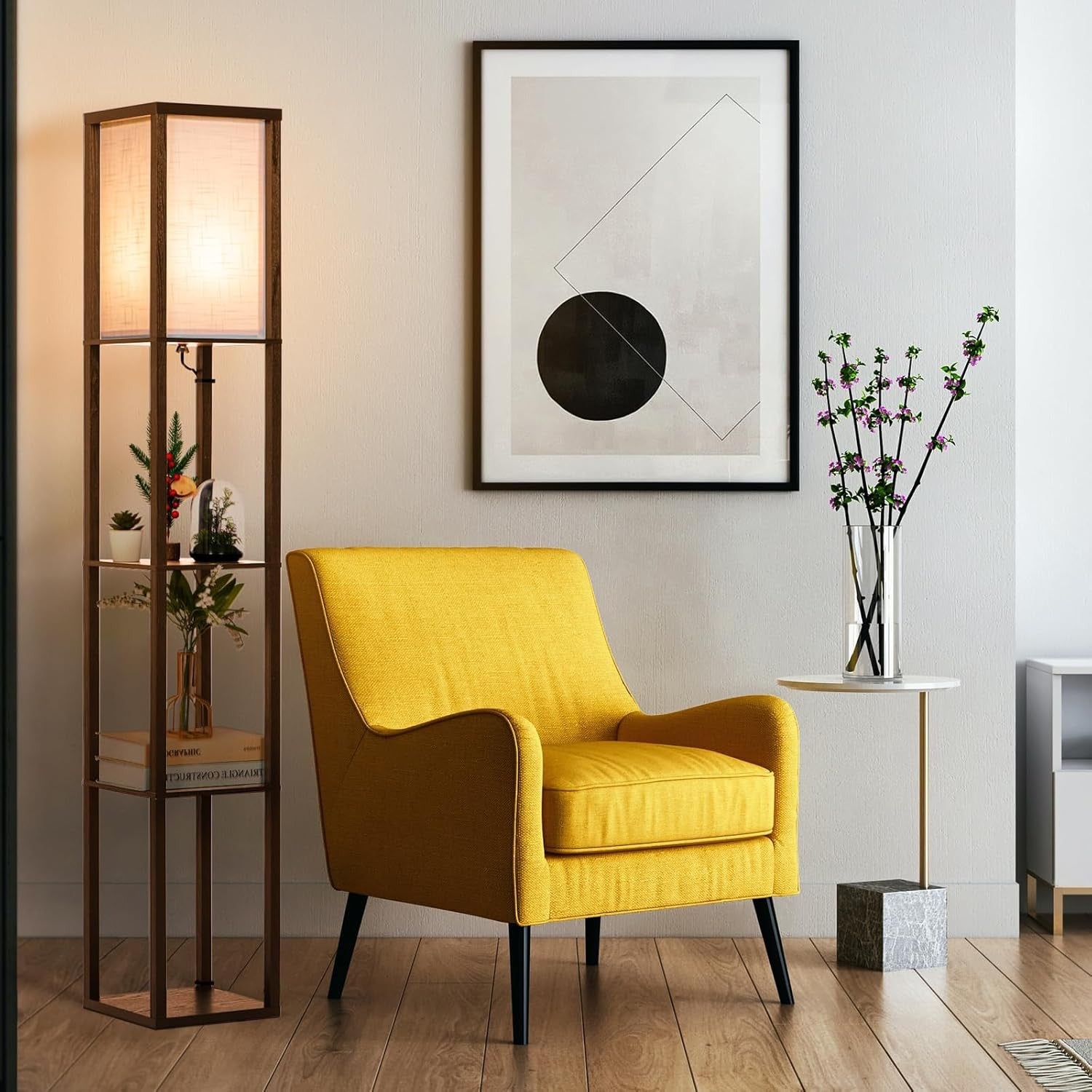 Floor Lamp with Shelves 3 Tier Modern LED Standing Lamp Storage Unit