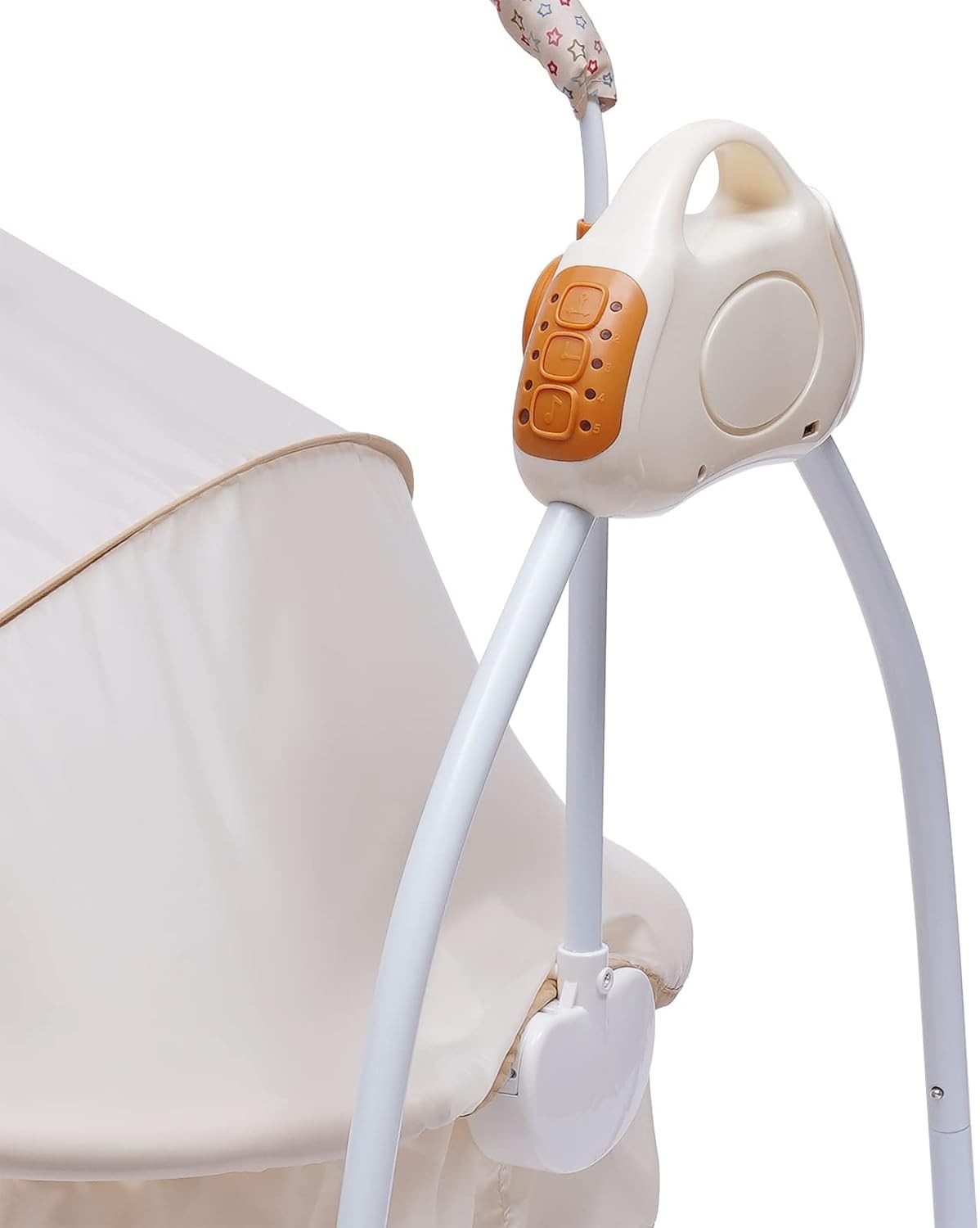 Electric Baby Crib Bassinet 5 Speed Auto Rocking Cot with Music Khaki