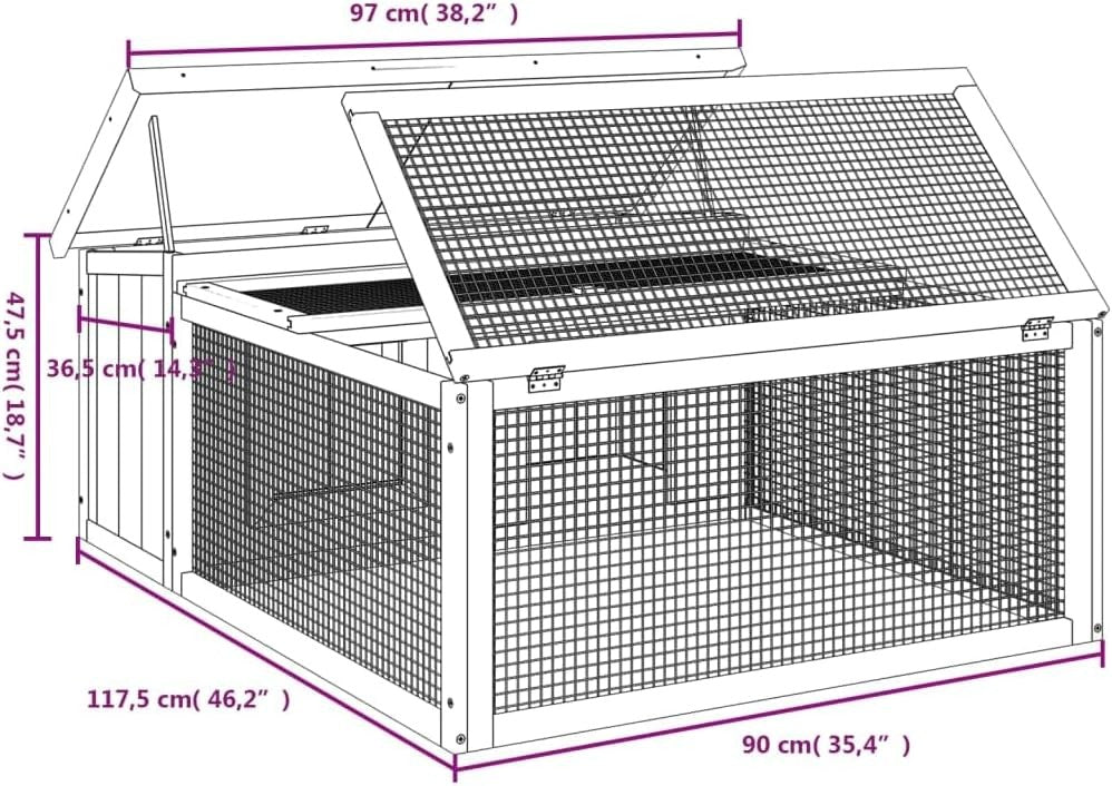 Large Outdoor Rabbit Hutch Solid Wood Activity Run Secure Small Animal Enclosure