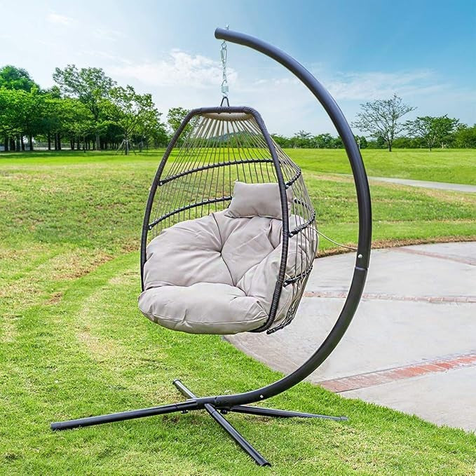 Luxury Egg Swing Chair with Cushion for Indoor Outdoor Patio Garden Relax