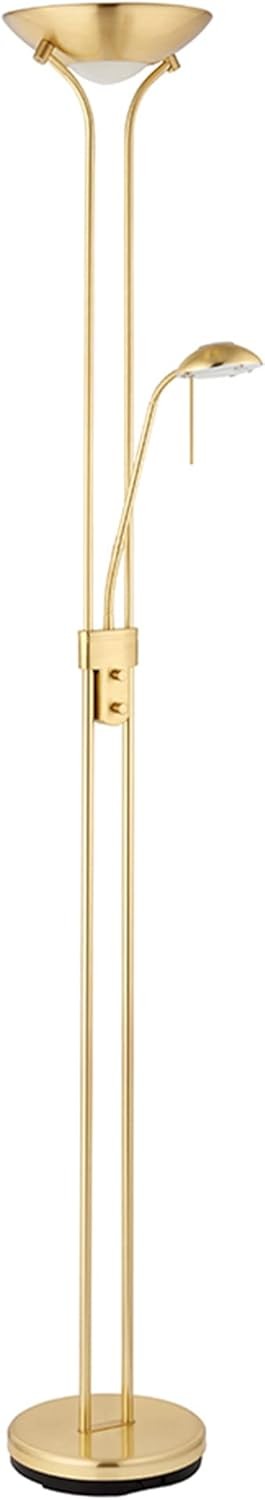 Mother & Child Uplighter Floor Lamp Satin Brass Reading Light Dimmable