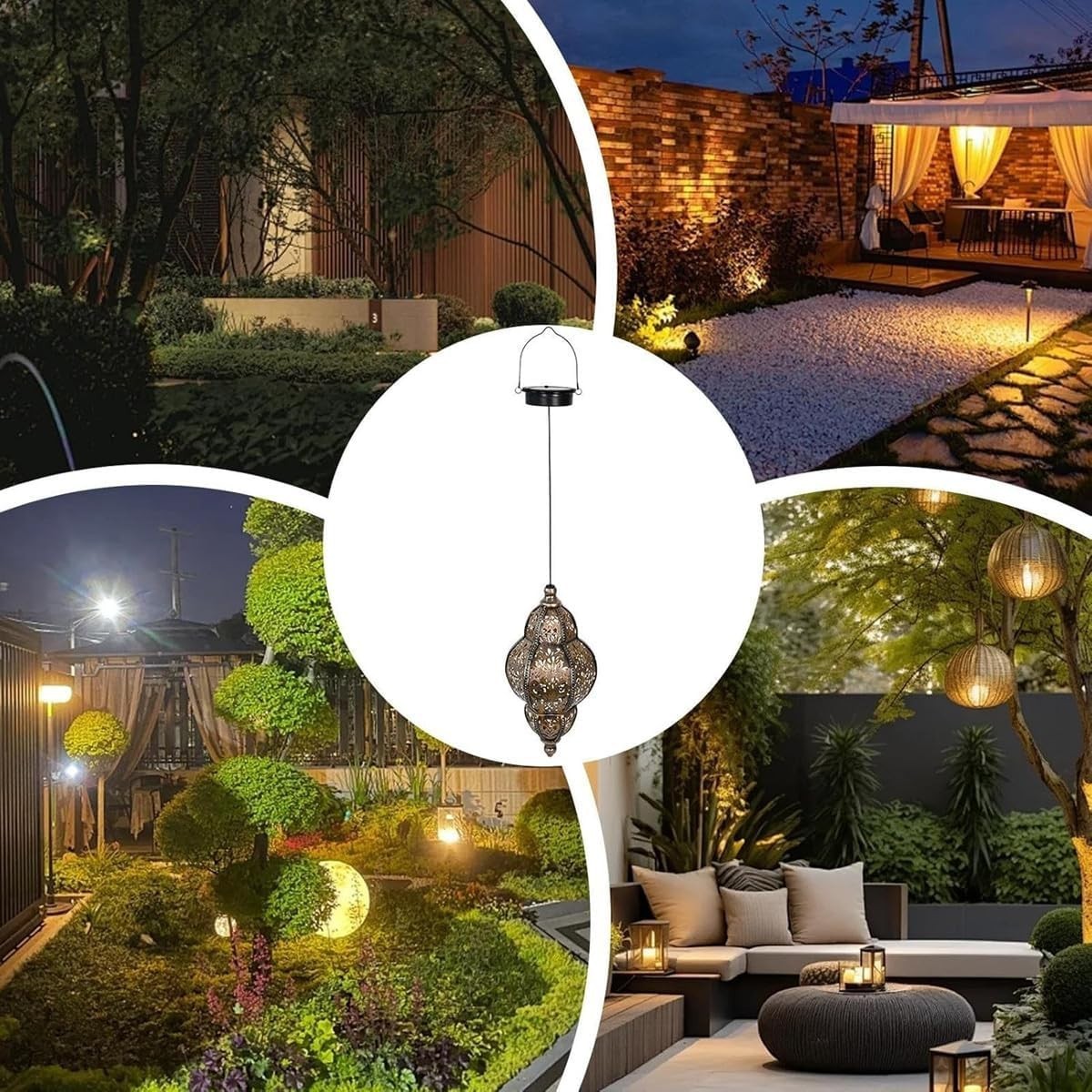 2x Retro Moroccan Solar Lantern Lights Outdoor Hanging Waterproof