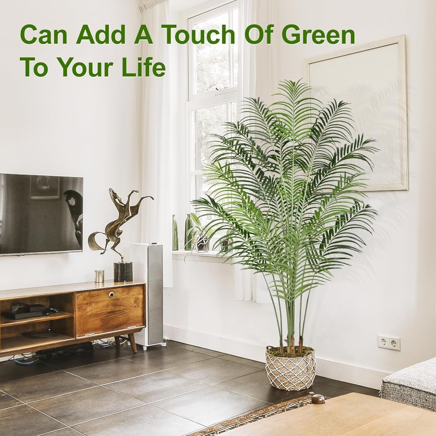 2pcs 200cm Artificial Palm Tree Faux Tropical Indoor Outdoor Home Decor Plant