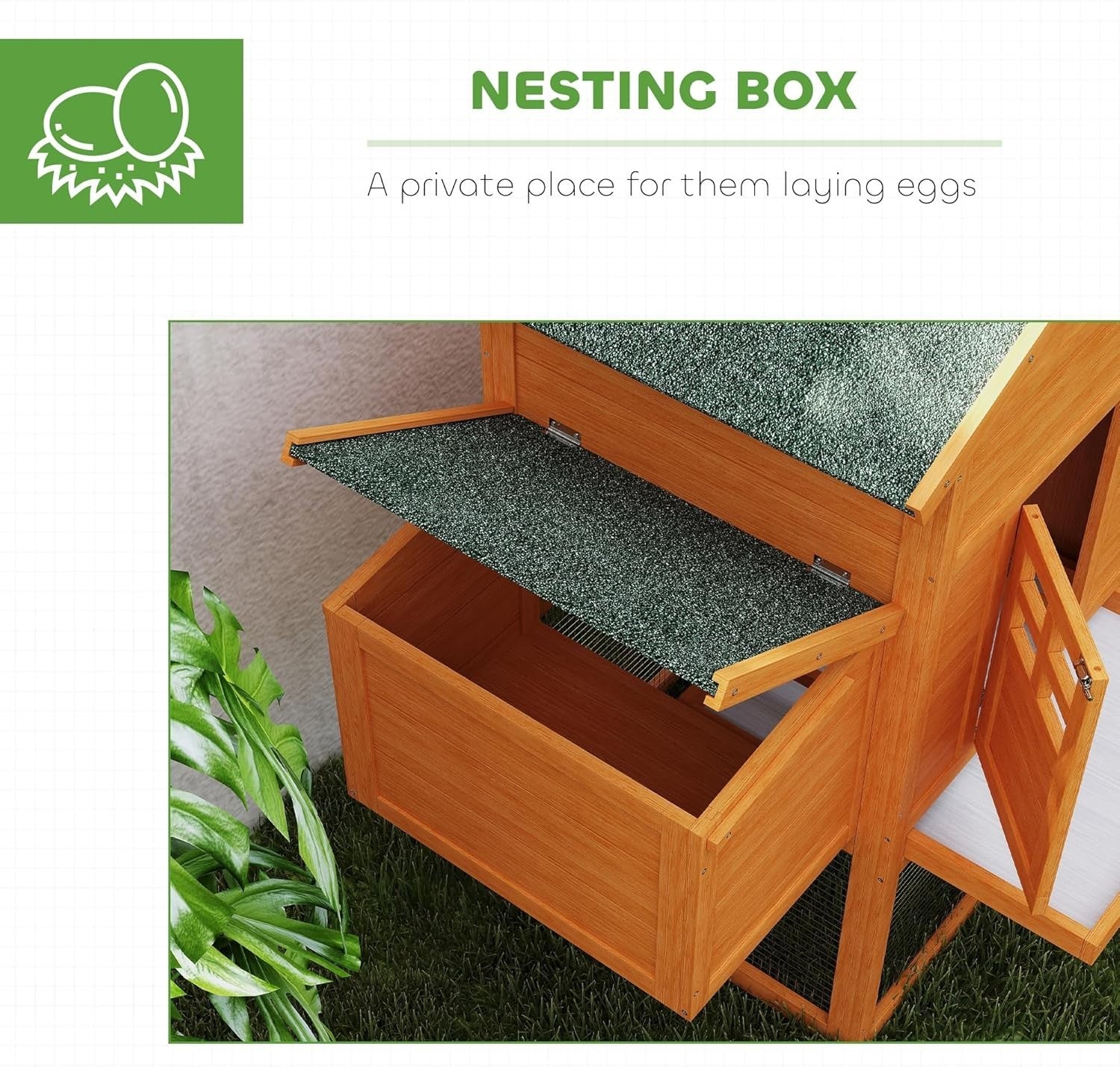 Wooden Chicken Coop with Run Nesting Box Slide Out Tray Ramp 4 Hens