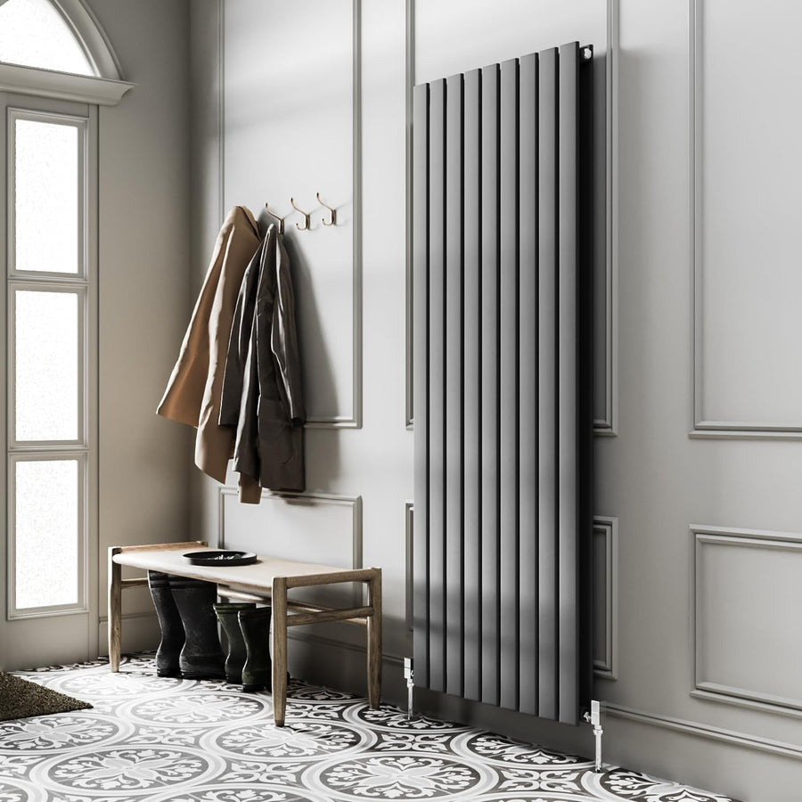 1200x612mm Anthracite Grey Vertical Flat Panel Double Column Radiator