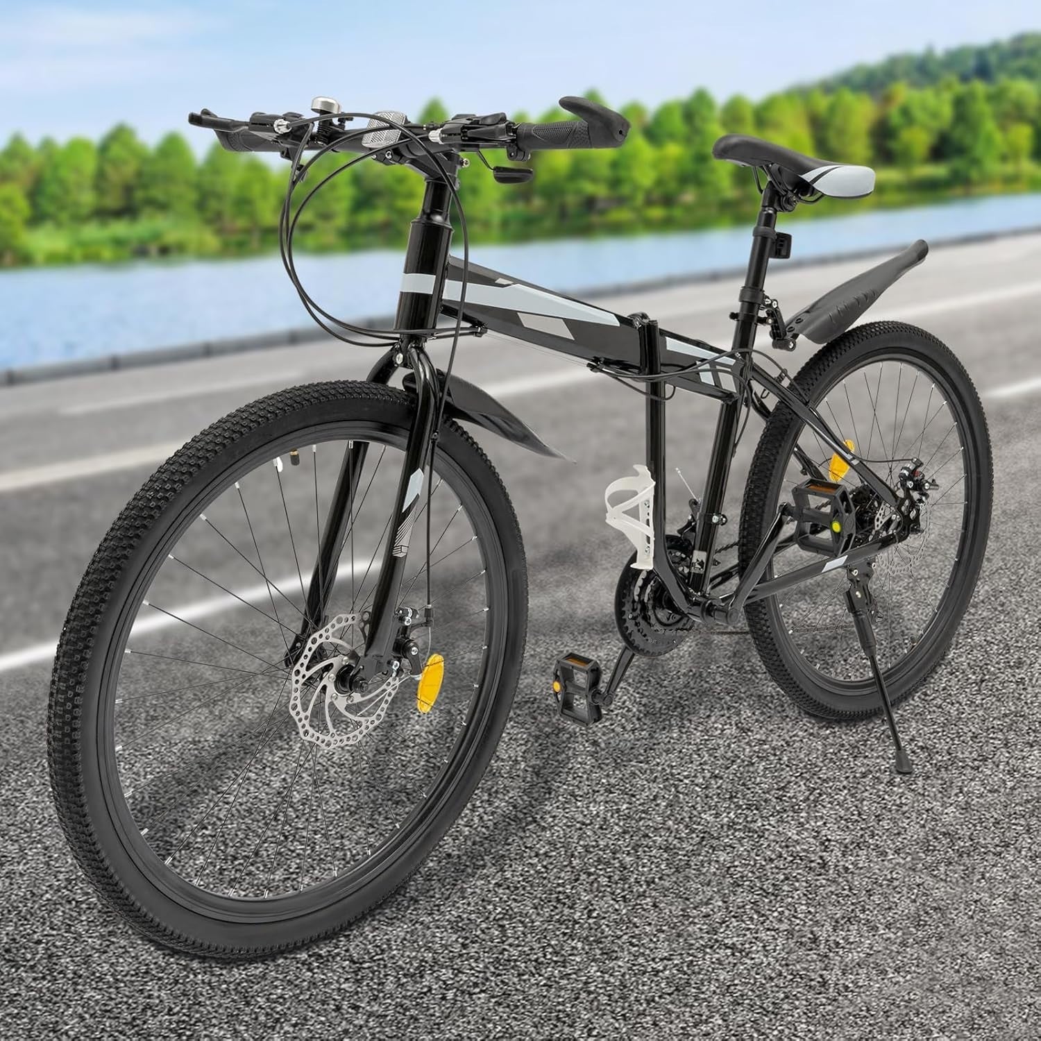26" Foldable Mountain Bike 21 Speed Disc Brakes Urban Commuter Camping MTB