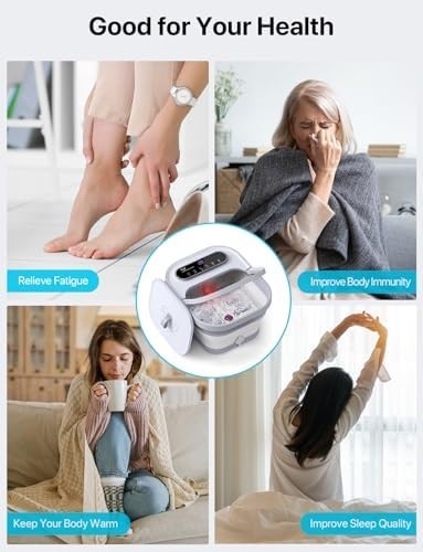 Foot Spa Massager with Heat, Bubbles & Shiatsu Rollers Pedicure Tub